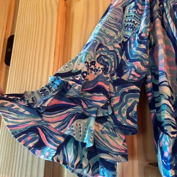 Lilly Pulitzer Twilight Blue Calla off shoulder Romper - Picture 4 of 5